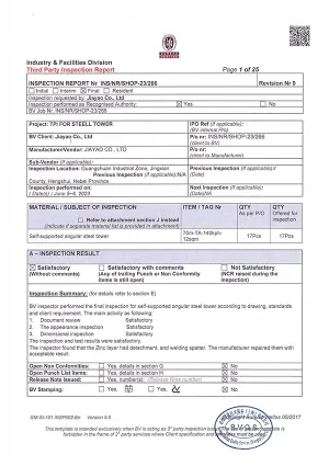 Informe de inspección de terceros
