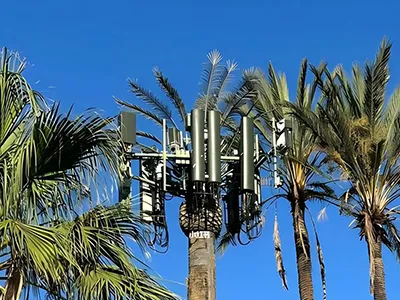 Torre de palmeras instalada en un parque público